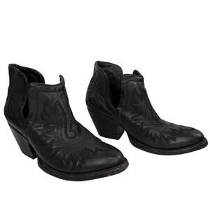 ARIAT Dixon Booties 7.5 Black Leather R-Toe Pull-On Ankle Western Boot 10035976